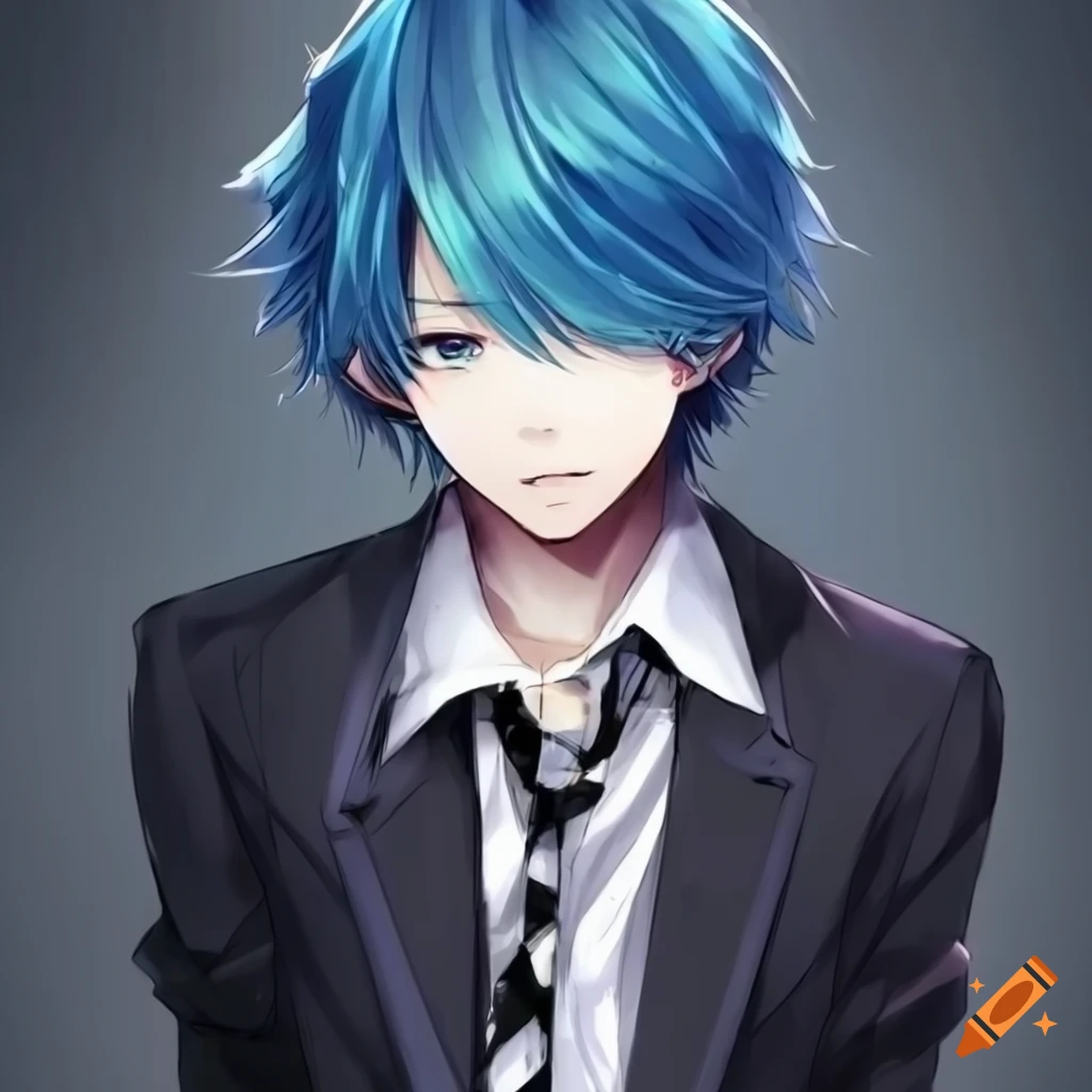 Anime guy blue hair
