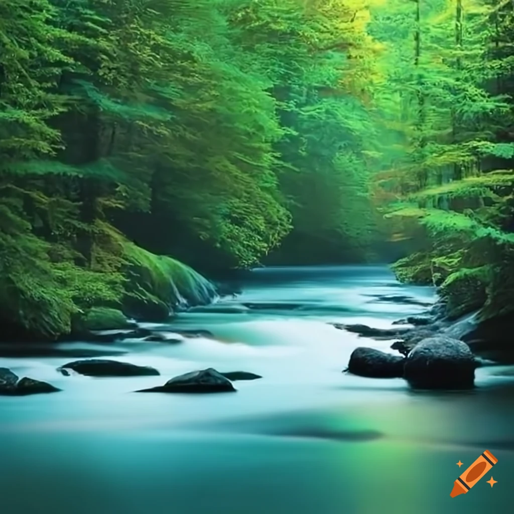Forest river on Craiyon