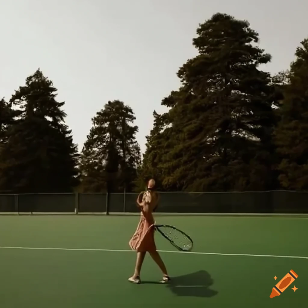 Grass tennis court in the mountains of lebanon next to cedar trees