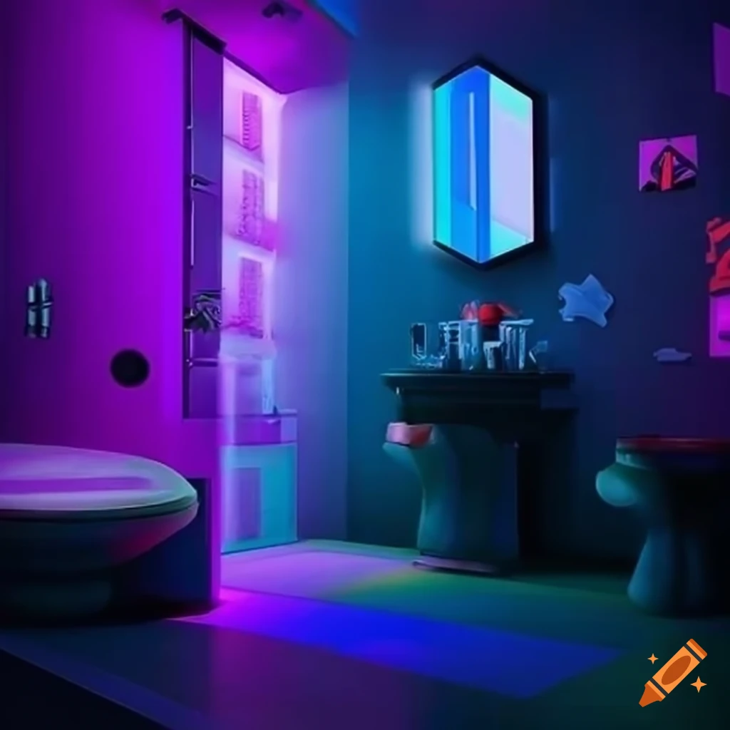 A futurístico gamer bathroom on Craiyon