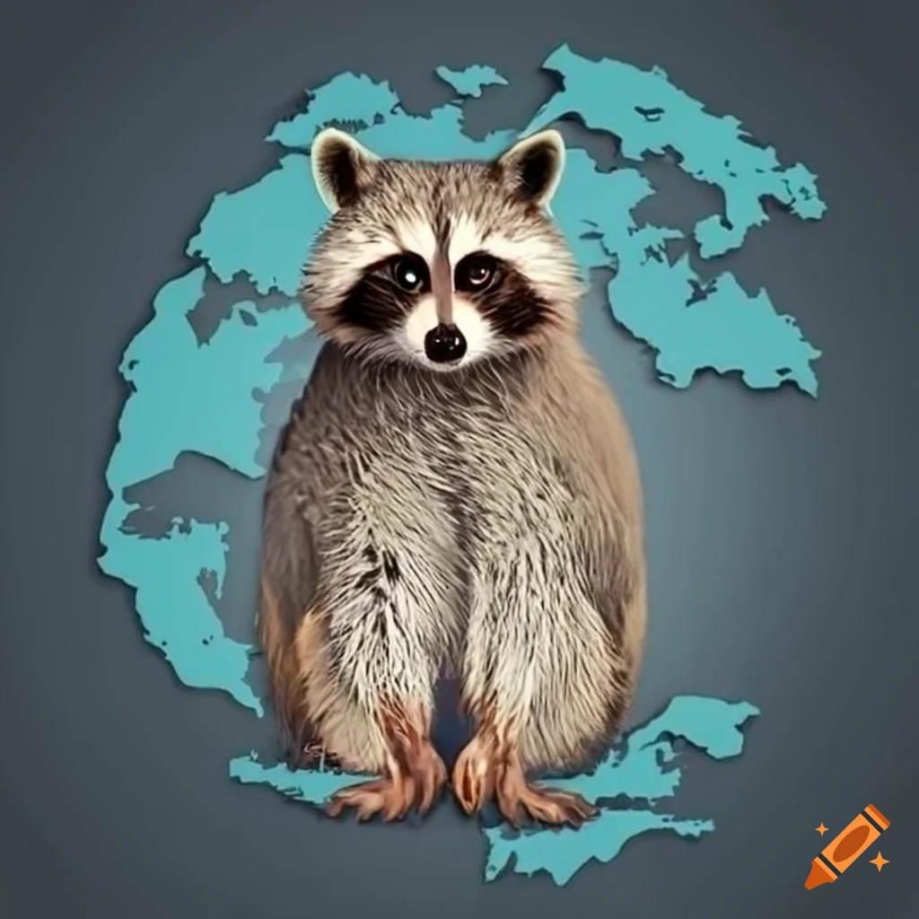 Abstract raccoon with world map on Craiyon