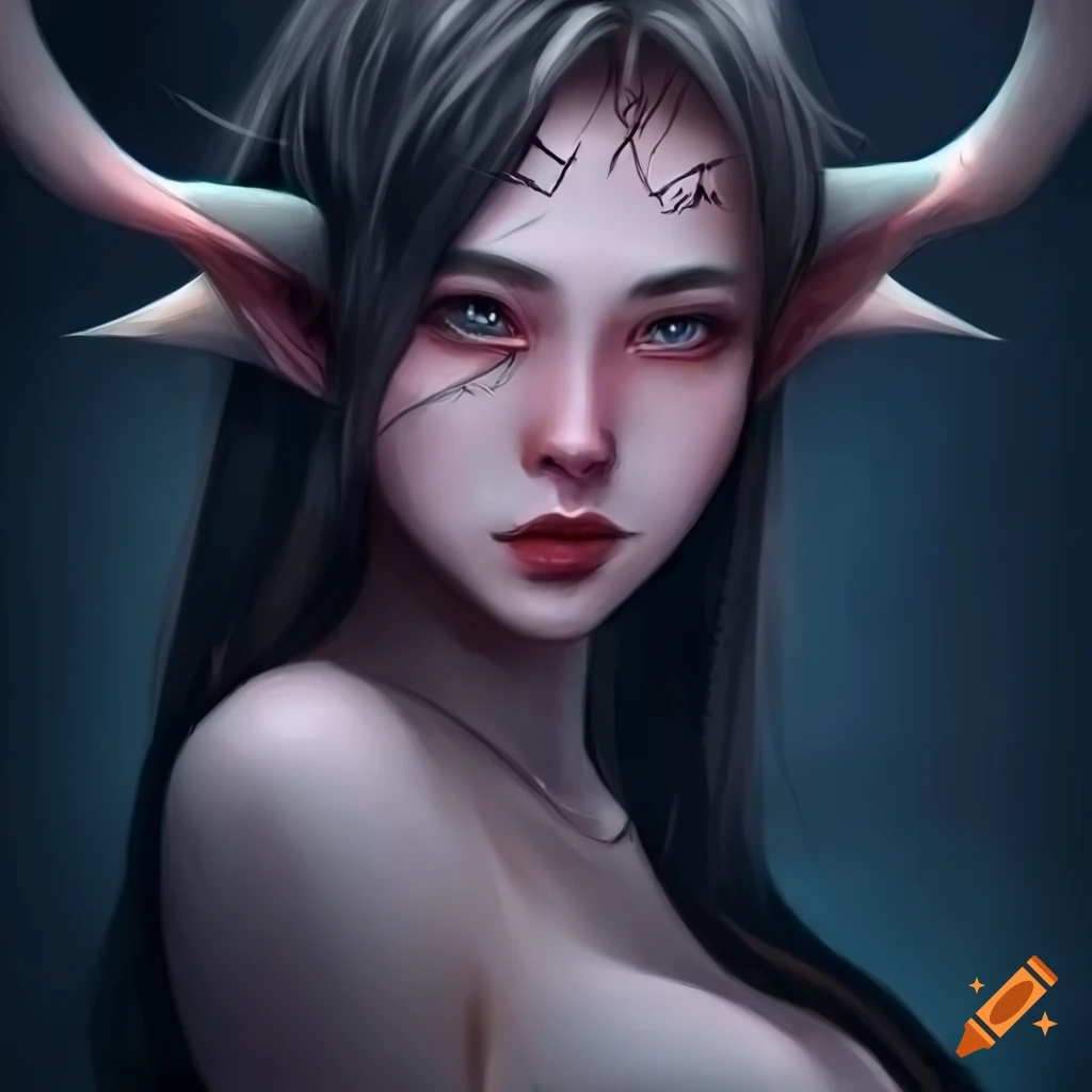 A highly detailed and hyper realistic art of a voluptuous demon