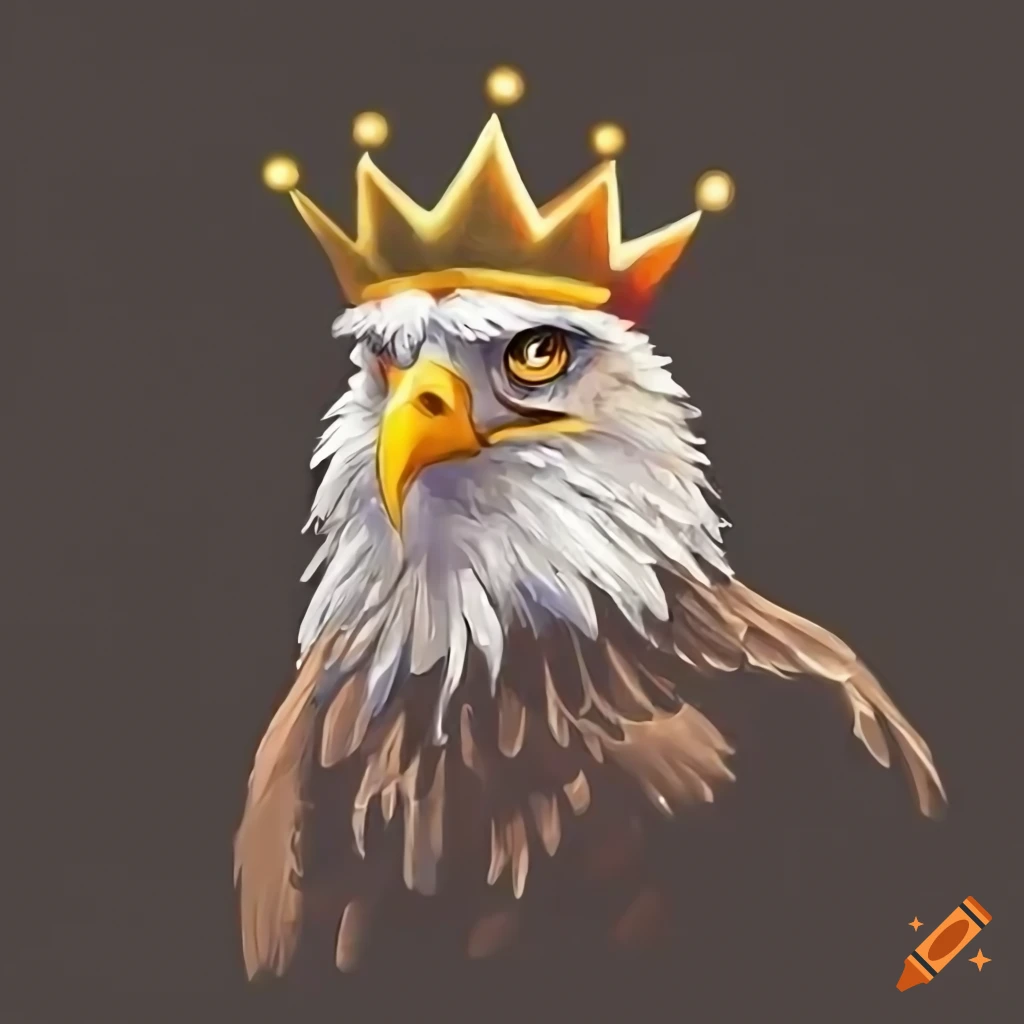 Eagle with crown logo for social medias aesthetic cartoon format with  attractive lights and glows on Craiyon