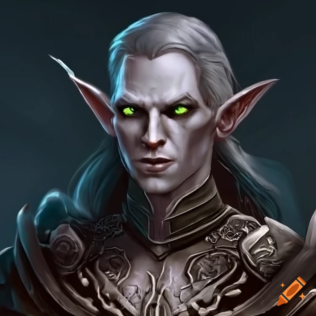 Baldurs gate character male dark elf on Craiyon