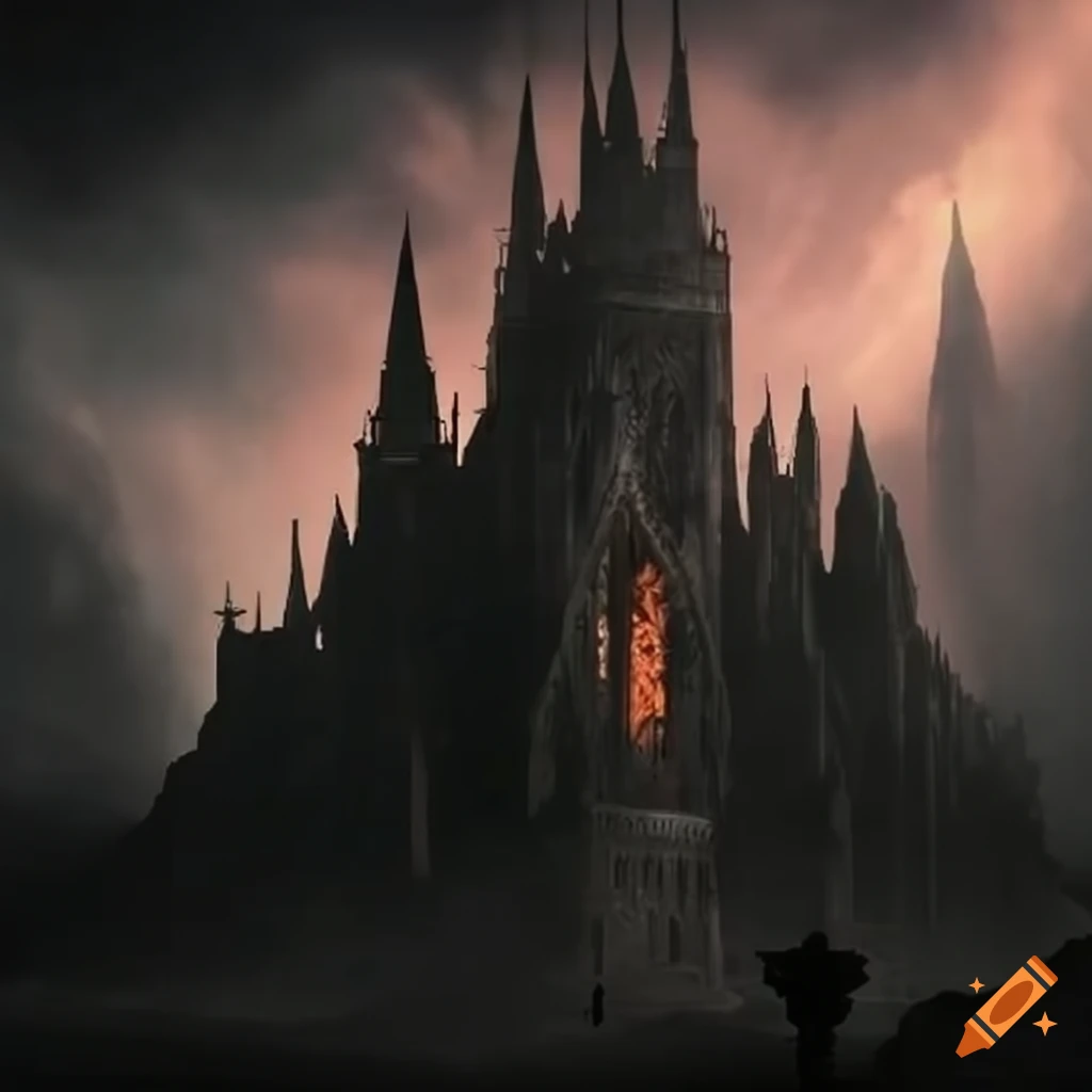 Dark gothic castle in hell on Craiyon