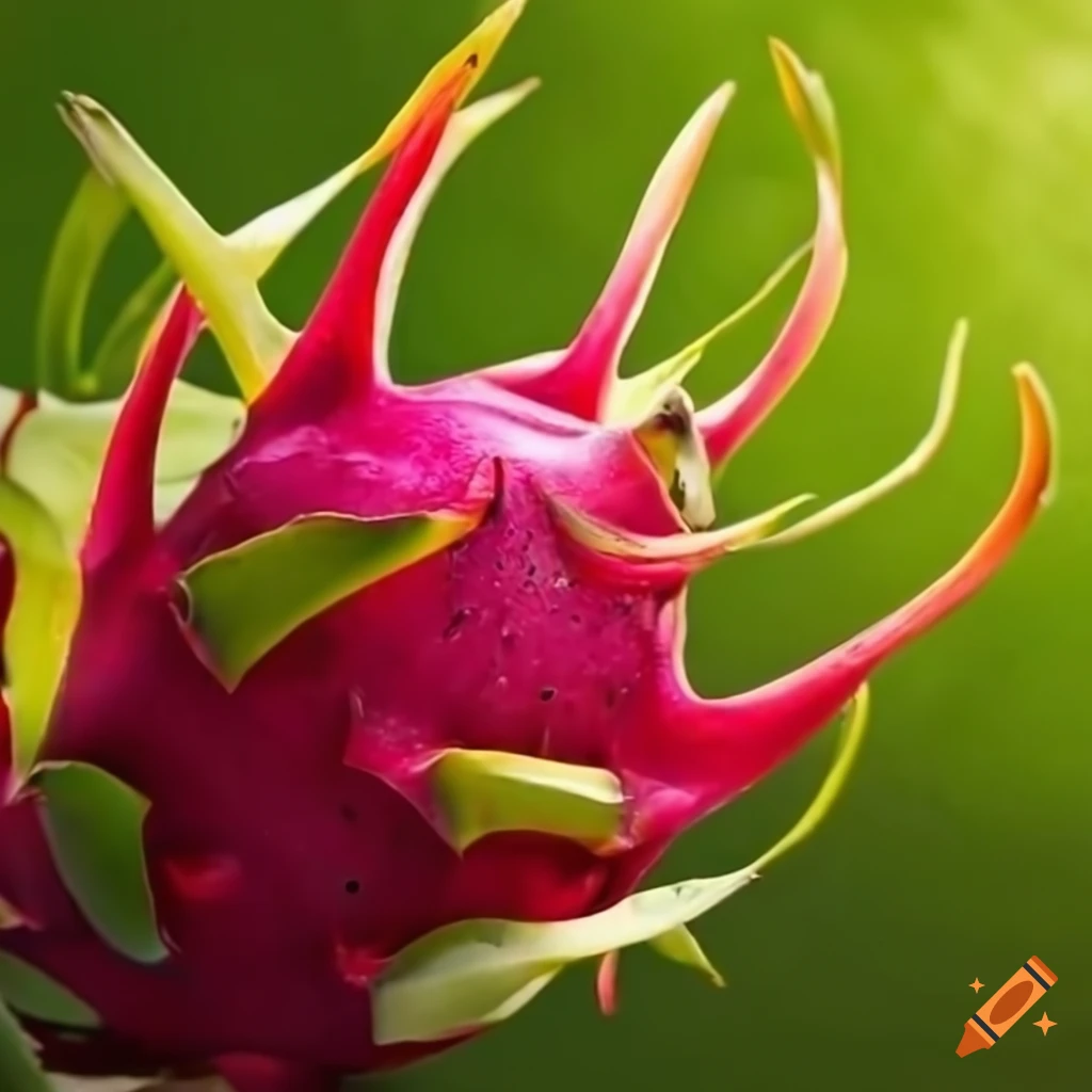 Red dragon fruit growing on the dragon fruit plant