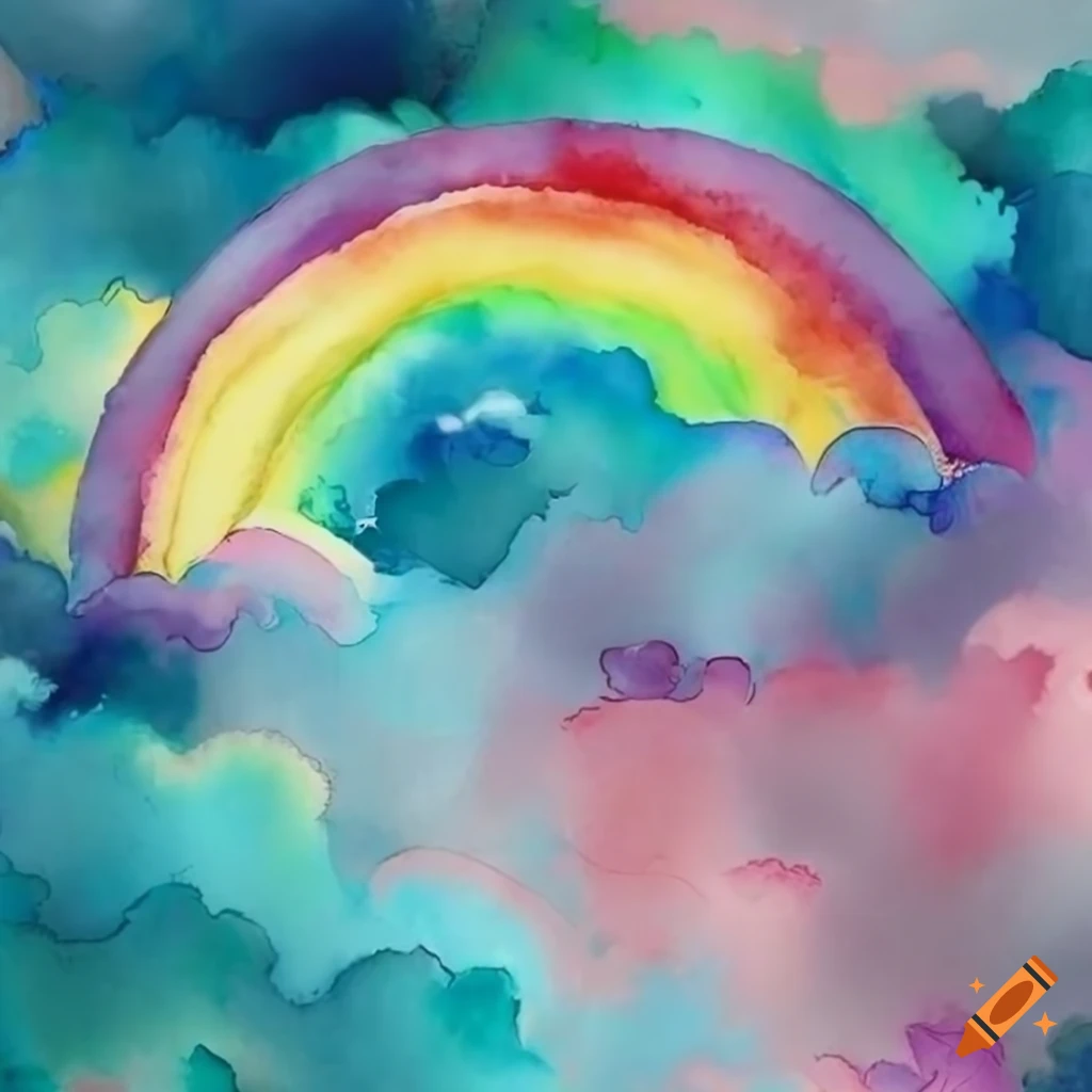 Rainbow and cloud wallpaper on Craiyon
