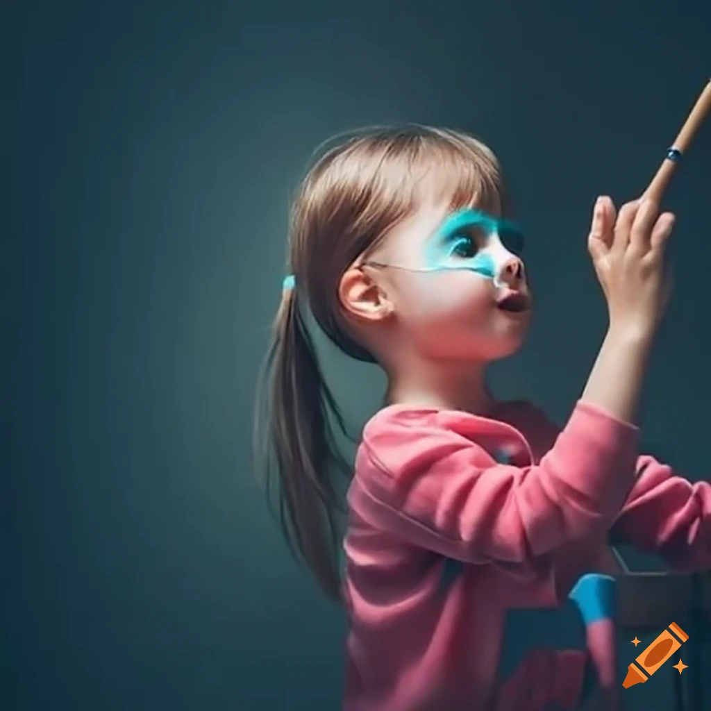 Child learns to draw painting in design studio on Craiyon