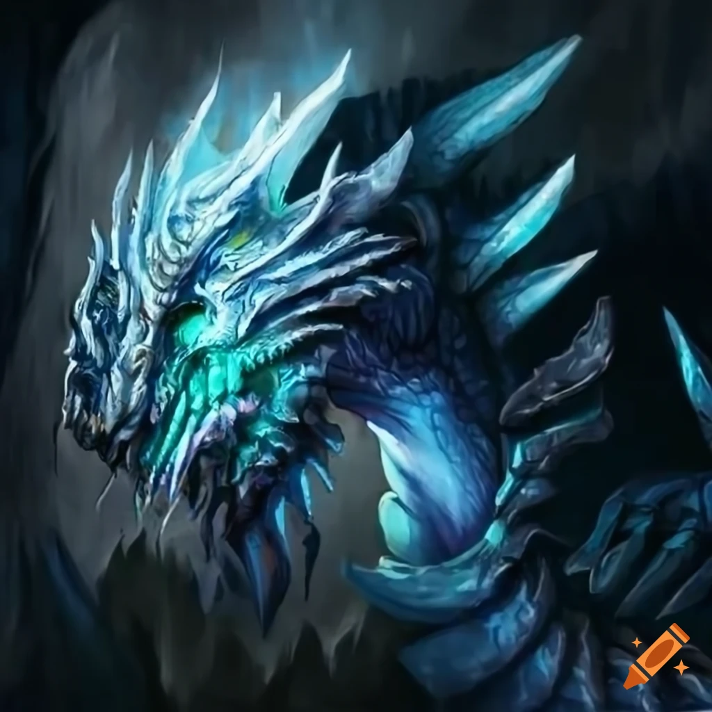 Ice claw undead insect dragon. manga style