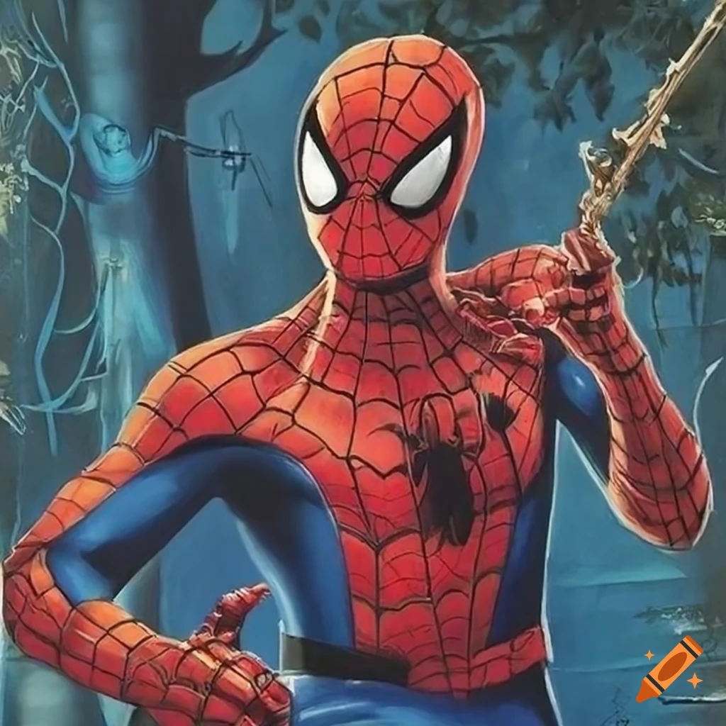 Spiderman painting michael cheval surreal style on Craiyon
