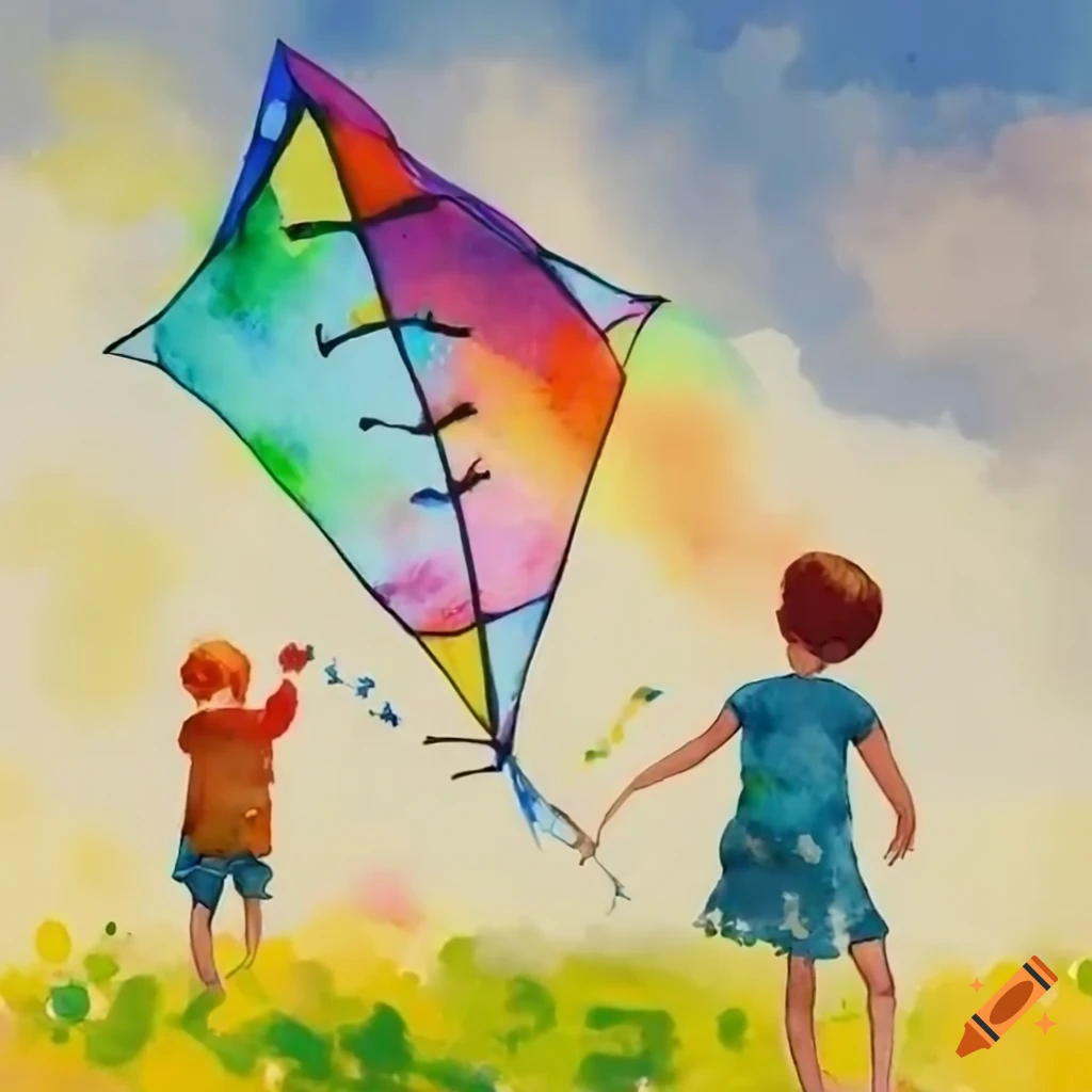 Scenery Of Kite Flying Kids-Makar Sankranti Festival Kids Flying Kite  Drawing - video Dailymotion