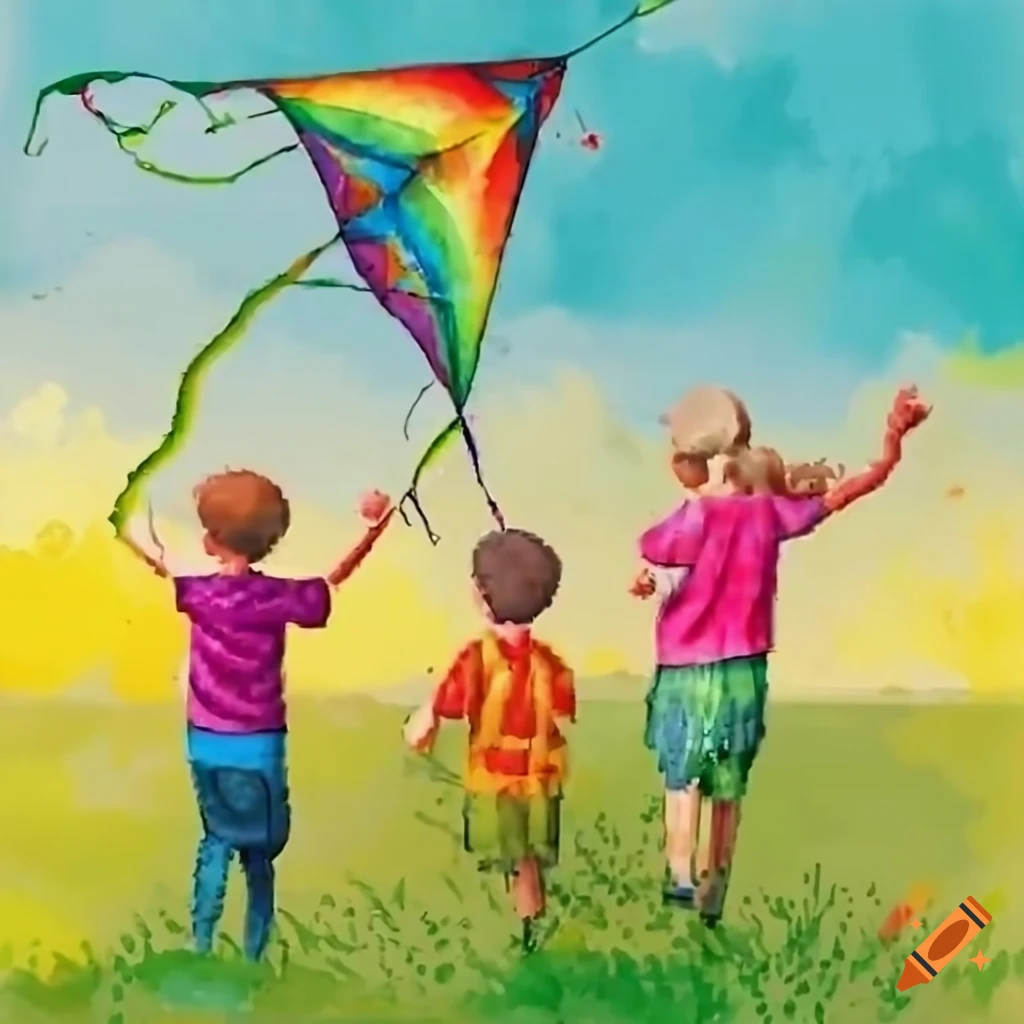 Single continuous line drawing little boy and girl flying kite. Siblings  playing together. Kids playing kite in playground. Children with kites game  and they look happy. One line draw graphic design 23494981