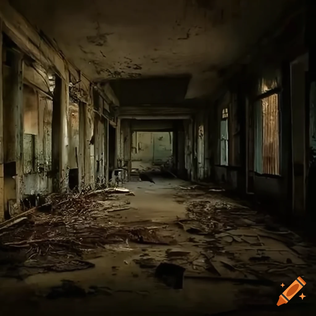 an eerie abandoned facility engulfed by nature, like Portal 2