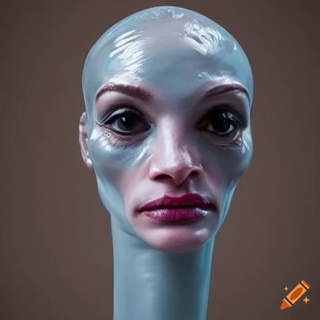 Dark grey transparent latex julia roberts ostrich head on Craiyon