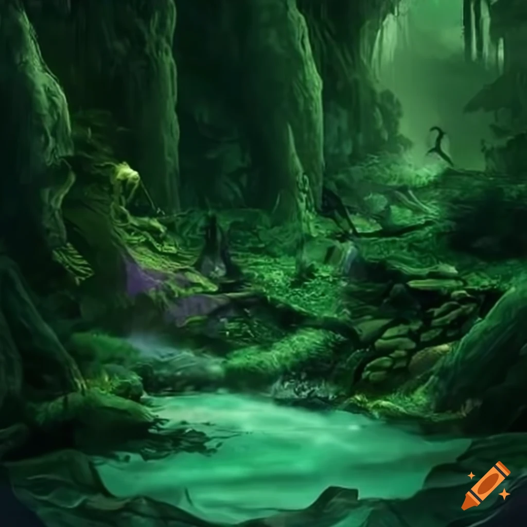 A fantasy jungle on Craiyon