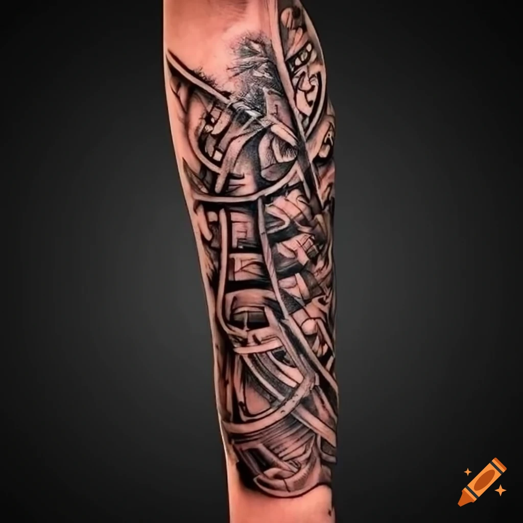 Full Arm Temporary Tattoo Eye Clock Lion Skull Gear Manipulator Solider  Warrior Man Body Art Waterproof Sticker Women Totem