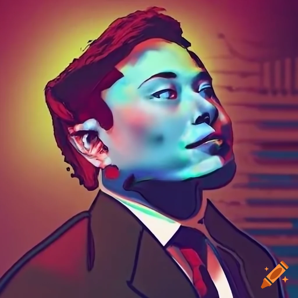 Generate an image that combines elements of Elon Musk's likeness with a ...