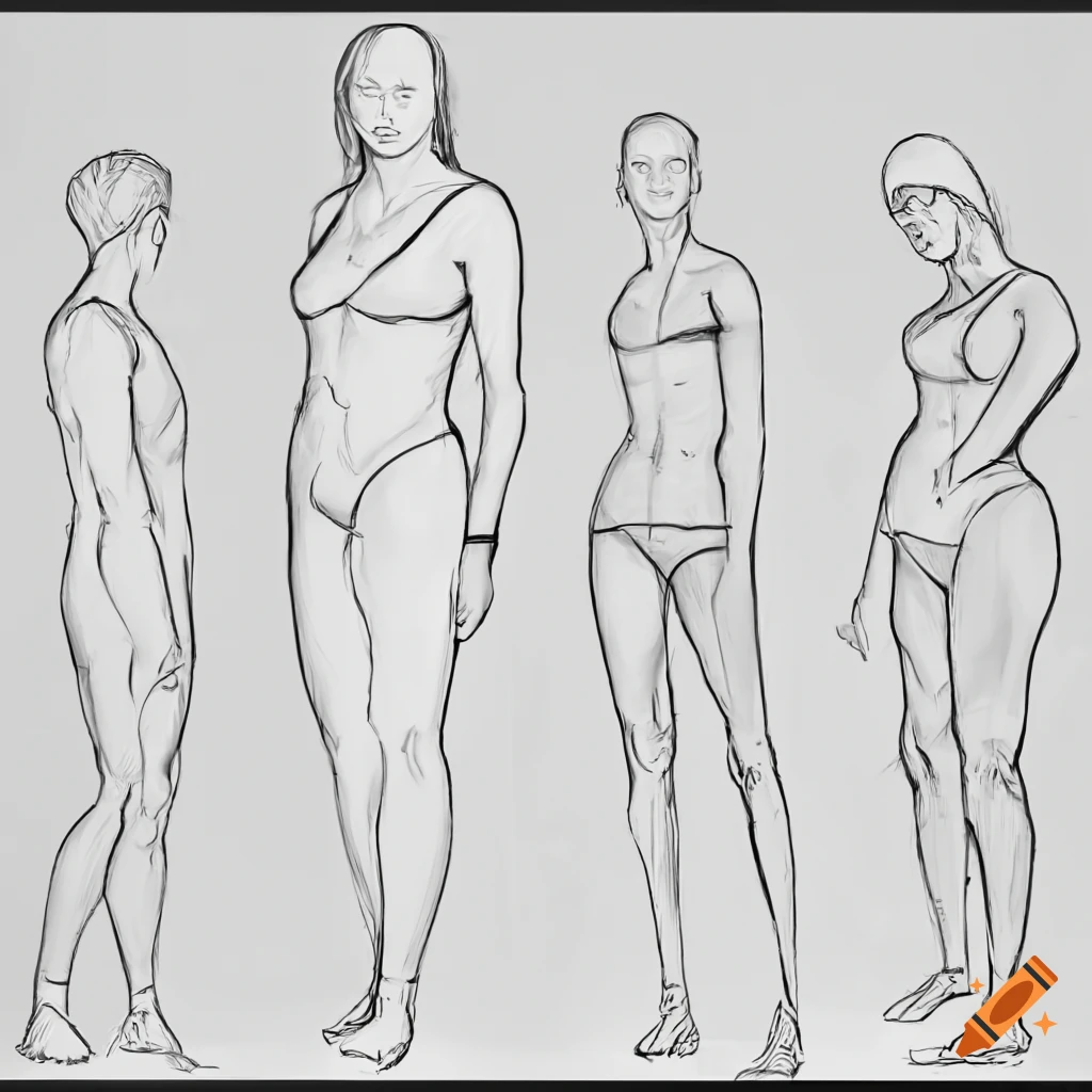 Full body character drawing bases on Craiyon