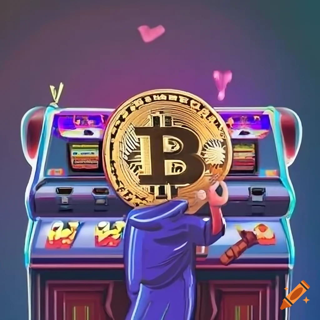 Person wearing a mask and sunglasses playing a slot machine Bitcoin theme  Add the word 福岡データ公開 on Craiyon