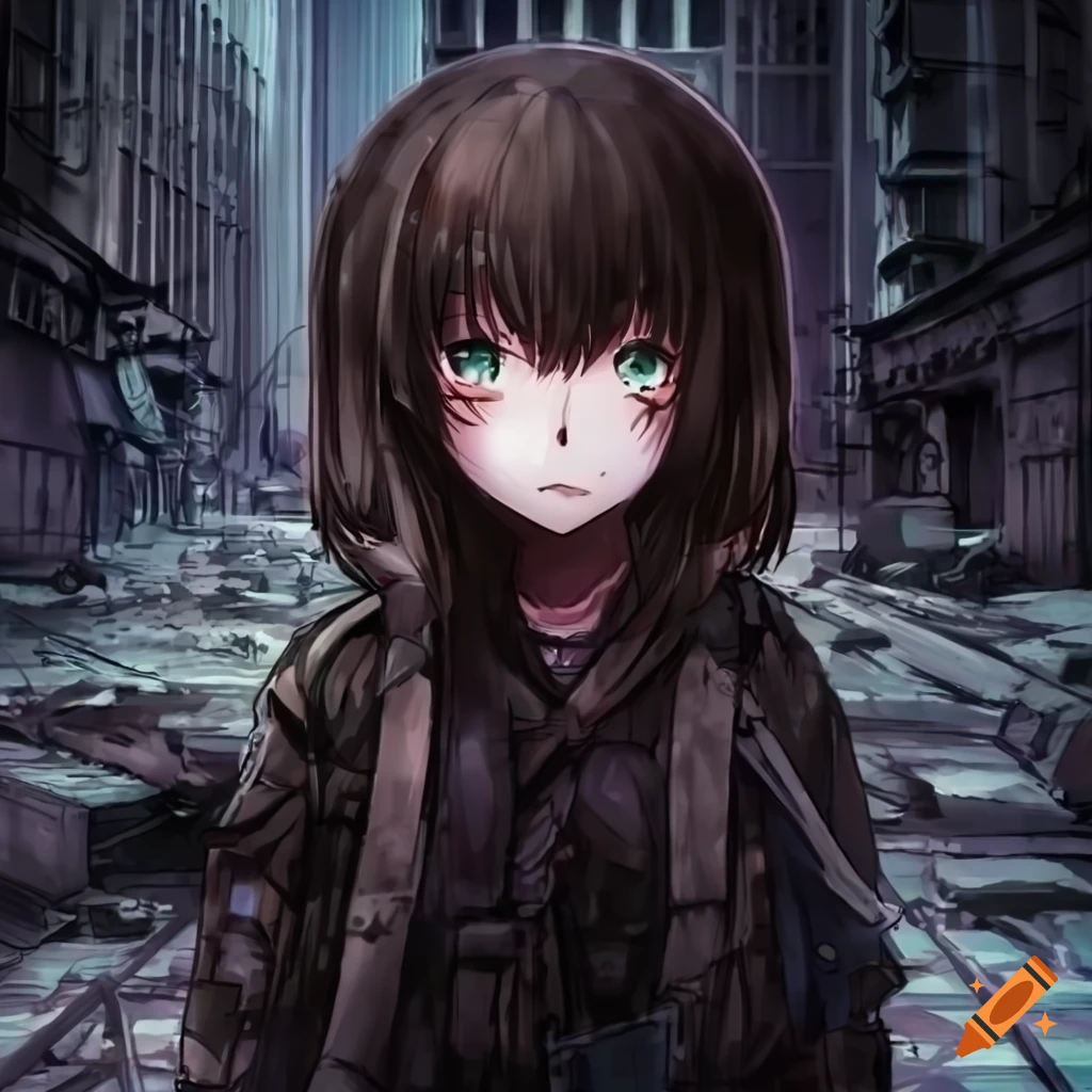 anime fighter on the background of the apocalypse - Stock Illustration  [98670635] - PIXTA