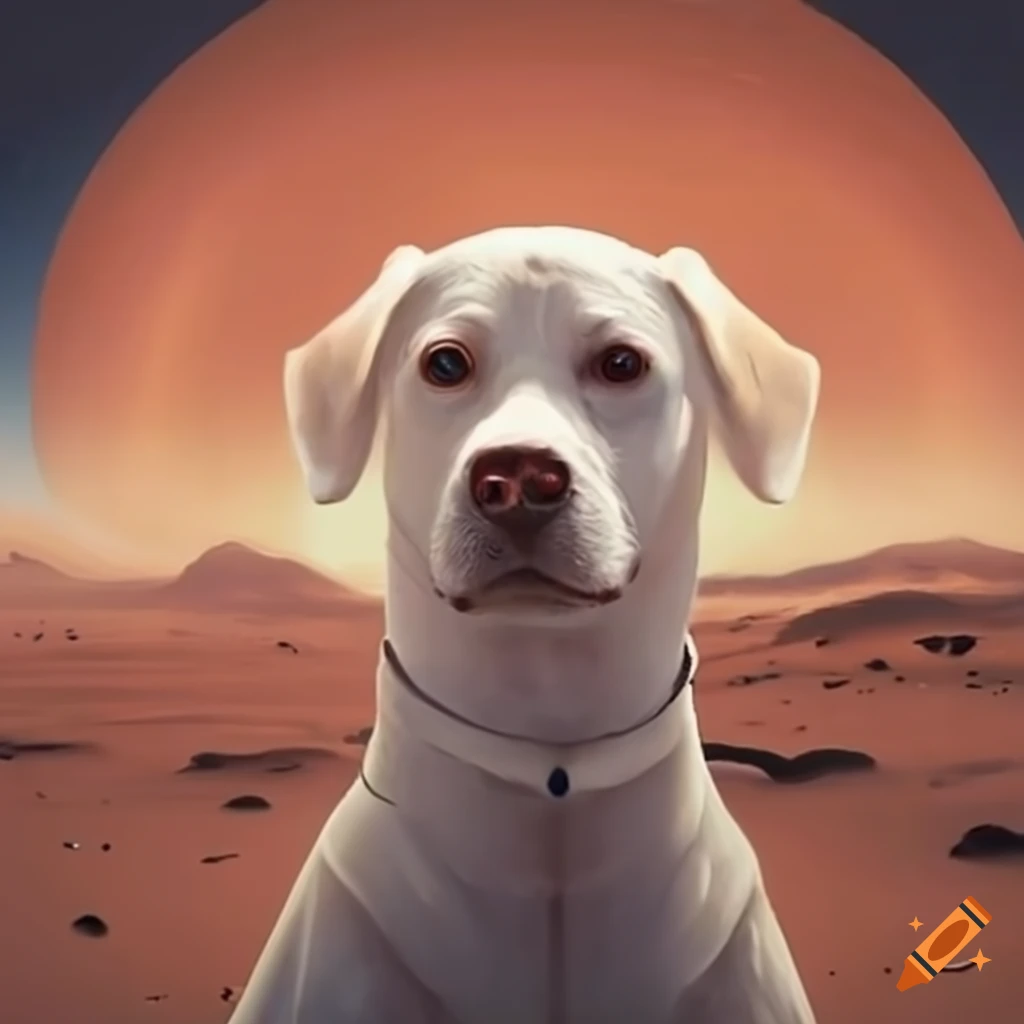 A white dog on mars on Craiyon