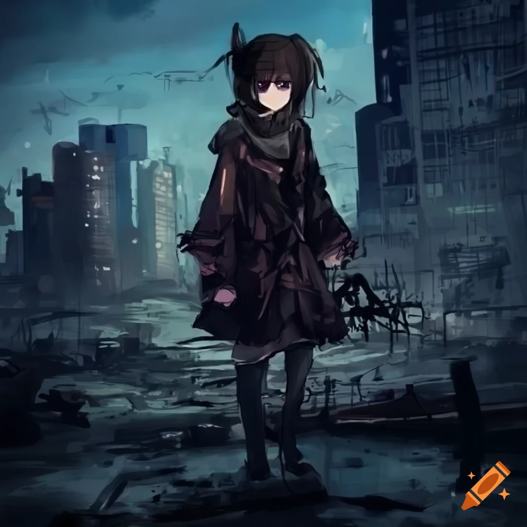 Anime Fighter On The Background Of The Apocalypse. High Quality  Illustration Stock Photo, Picture and Royalty Free Image. Image 196530625.
