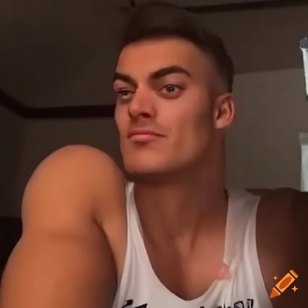 Manly masculine racially ambiguous buff frat man video cam selfie