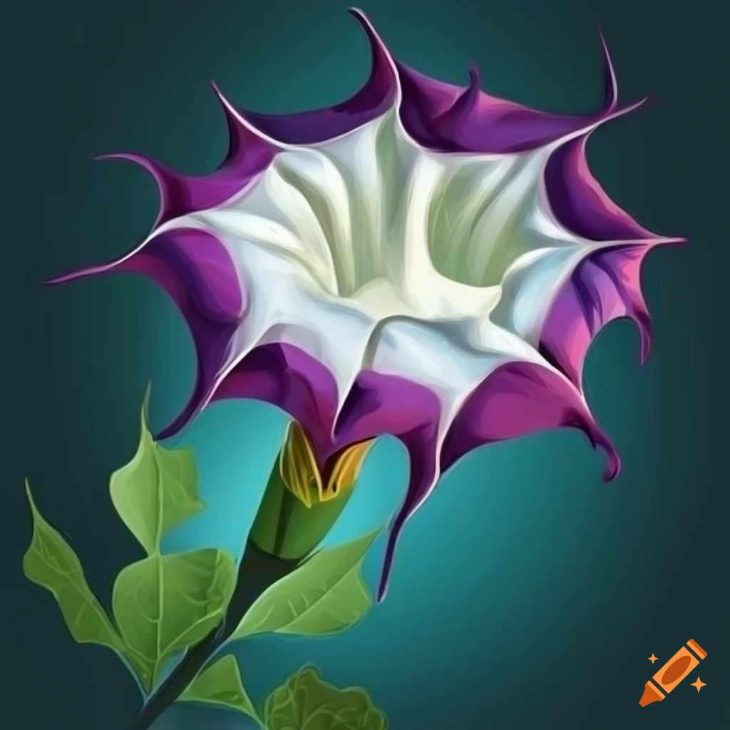 Drawing Flower of Datura Isolated at White Background Stock Illustration -  Illustration of herb, aroma: 227126893
