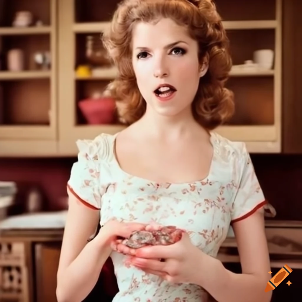 Anna Kendrick As A Lovely S Housewife Proudly Posing In A Vintage