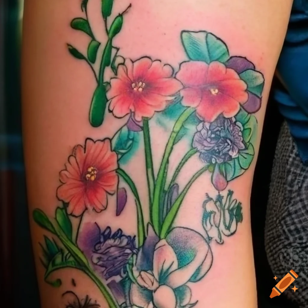 Chrysanthemum Flower In A Tattoo On Craiyon