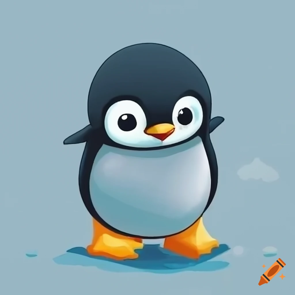 Cute little pinguin on icefield, cartoon on Craiyon