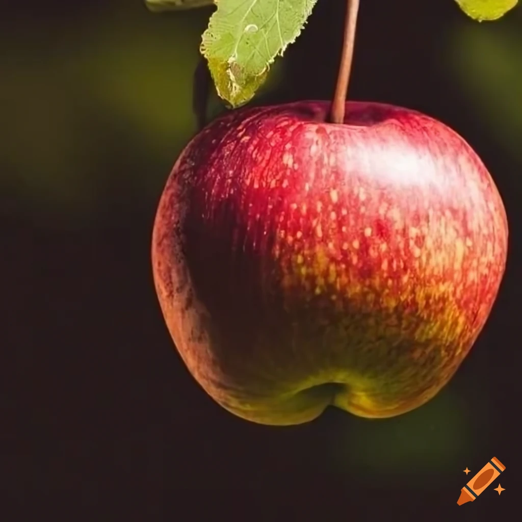 Ripe wild winesap apple with a woody wine red woody grainy apple skin