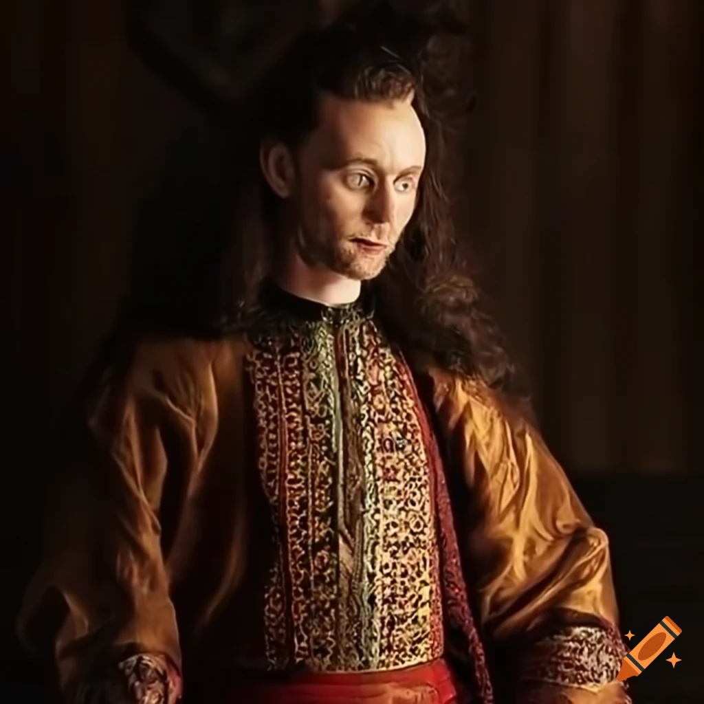 Tom hiddleston with long dark hair portrayed as a ukrainian historical ...