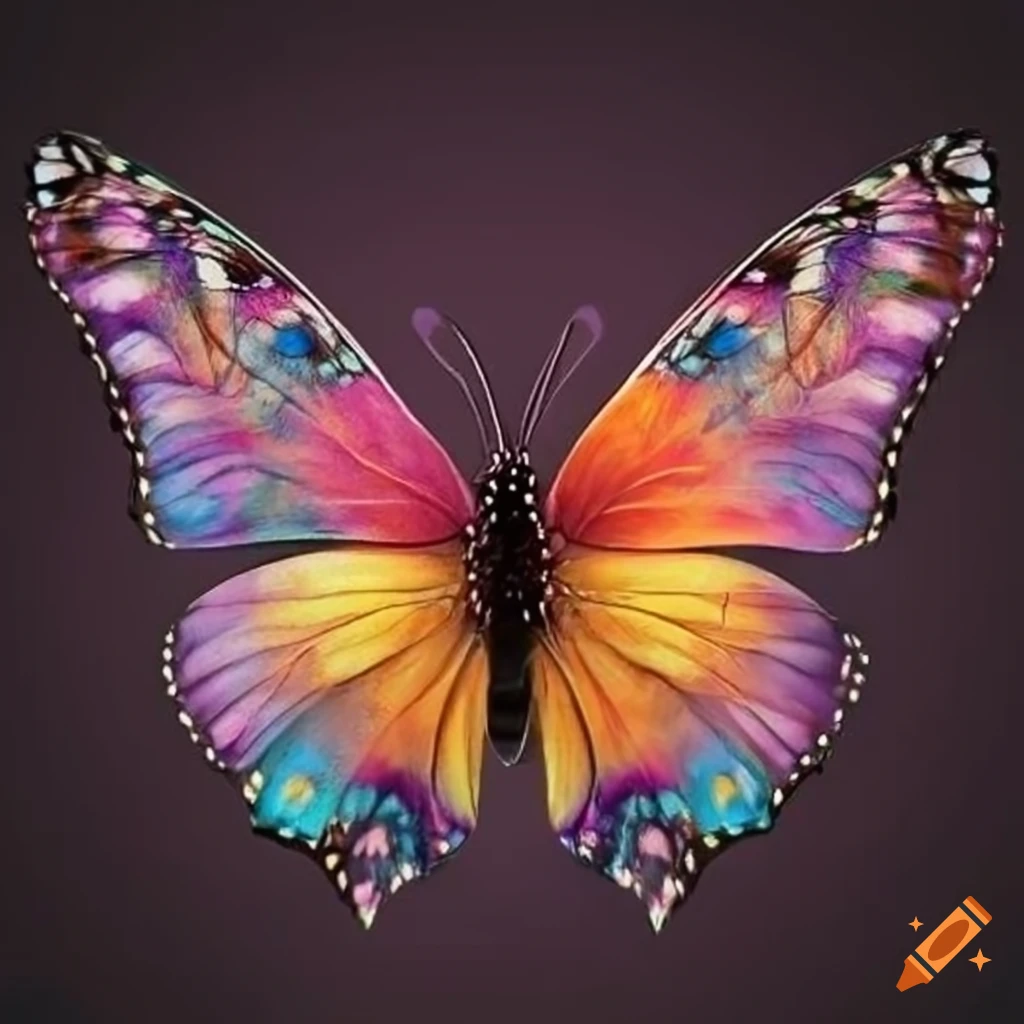 Papillon surealiste colors soyeux motifs fantaisistes fleurs on Craiyon