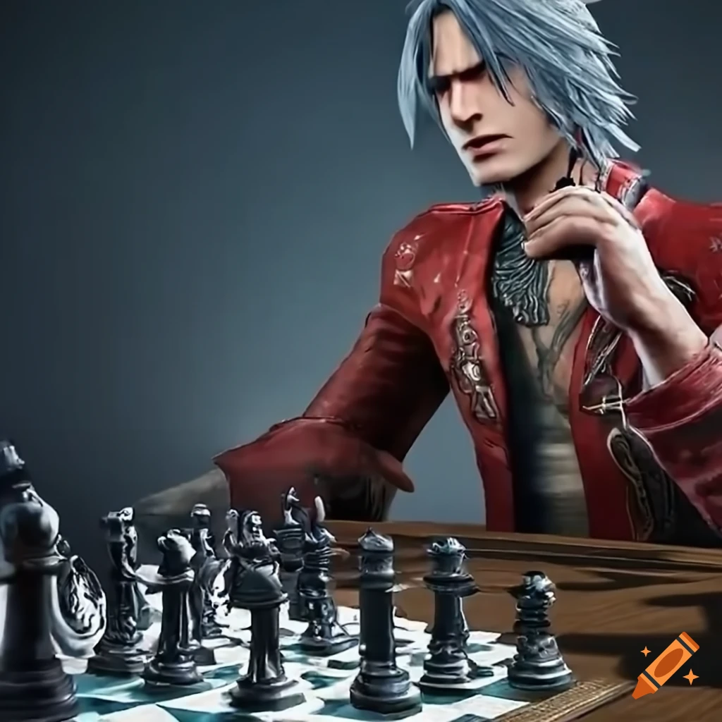 Nero from devil may cry 4 playing chess