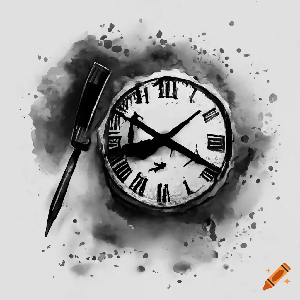 Vintage clock hand drawn sketch isolated Vector Image