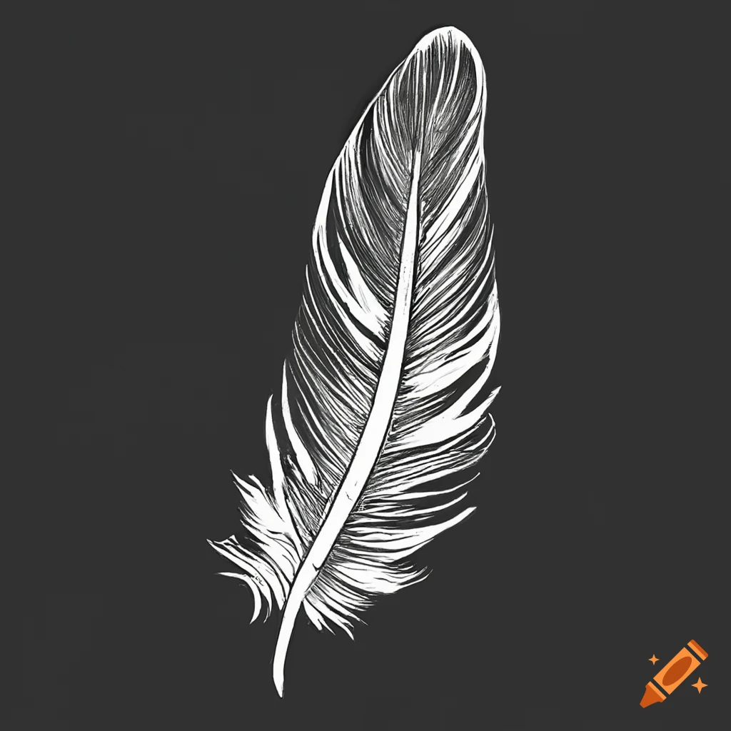 Black feather with white background logo on Craiyon