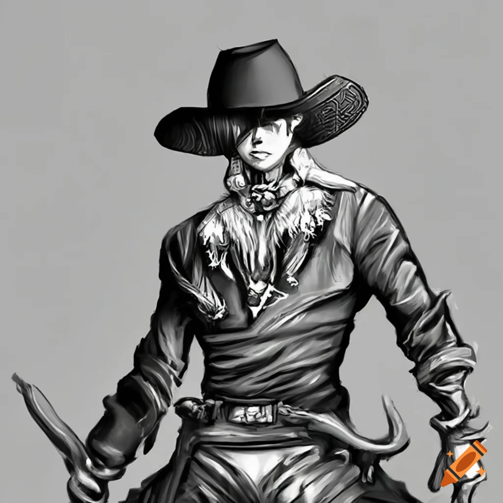 2d anime style cowboy character with a beard and short hair on Craiyon-demhanvico.com.vn