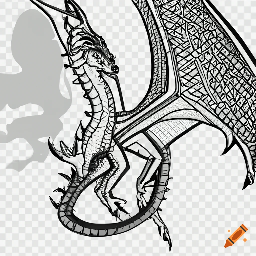 Wings of fire dragon art base, line art for coloring in, un