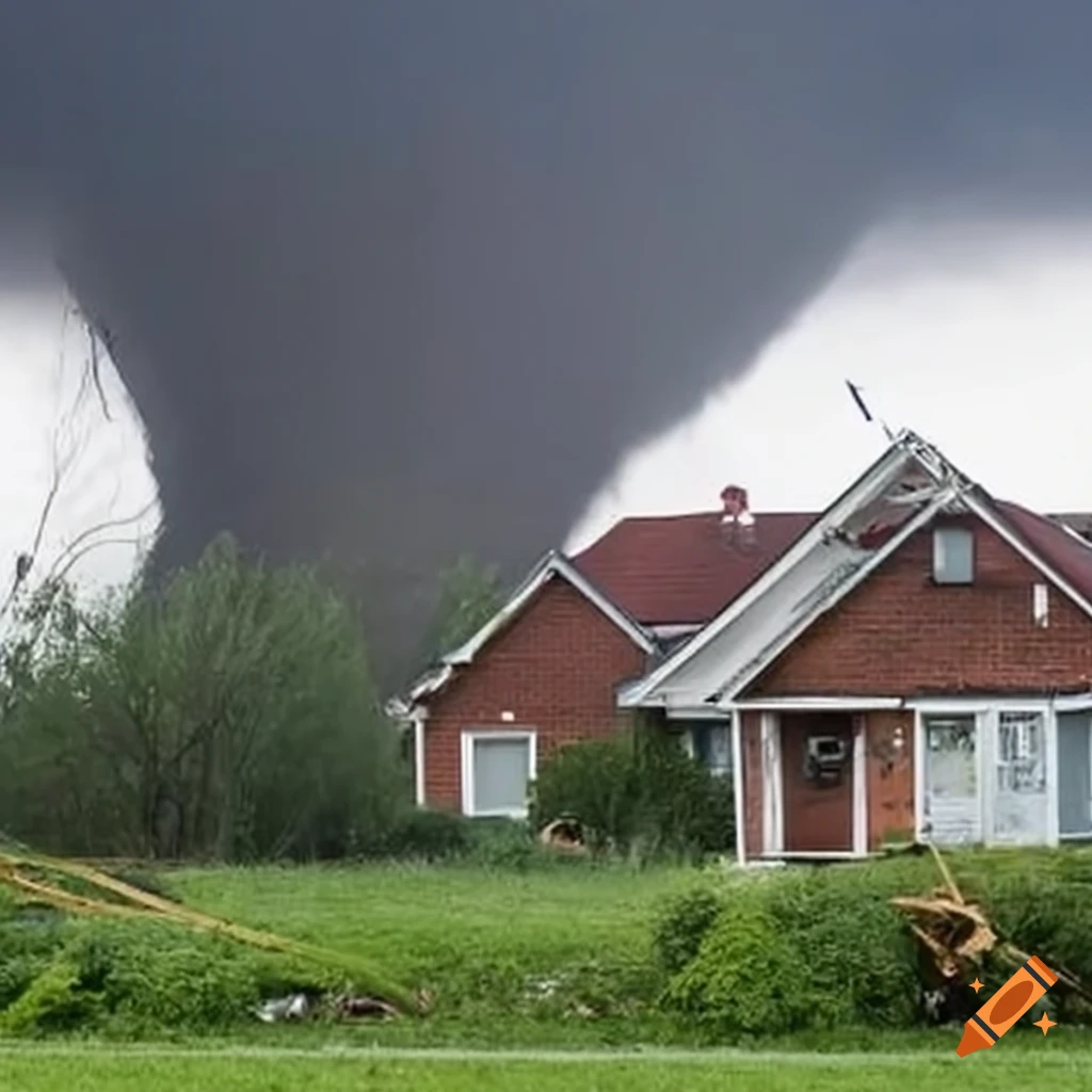 Destructive tornado near a house on craiyon