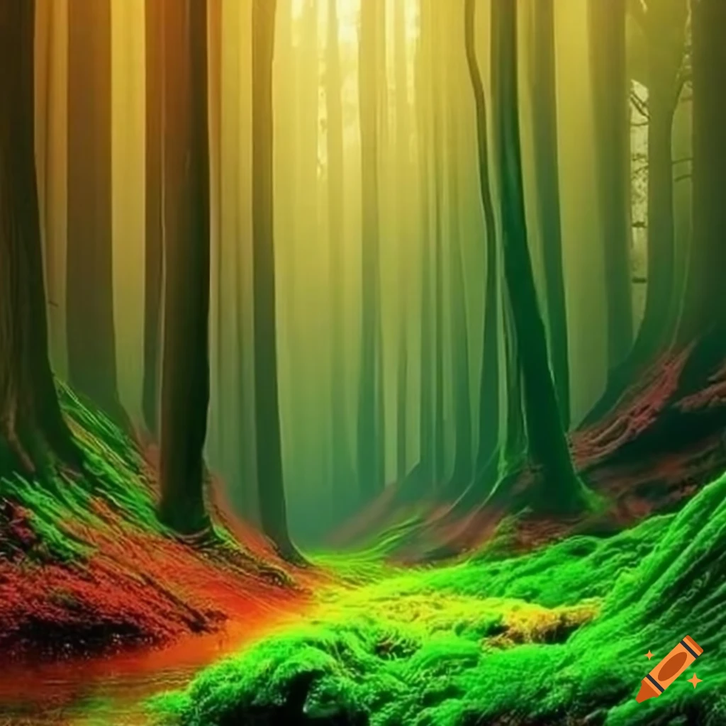 Wonderful, amazing, special effects, beautiful forest landscape on Craiyon