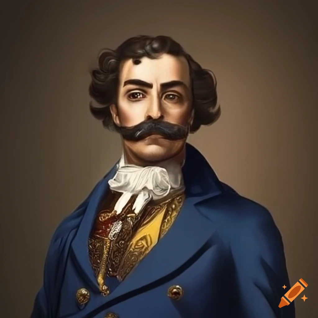 Spaniard Noble Moustache Twirled Moustache Man Blue Coat Rich spaniard-noble-moustache-twirled-moustache-man-blue-coat-rich