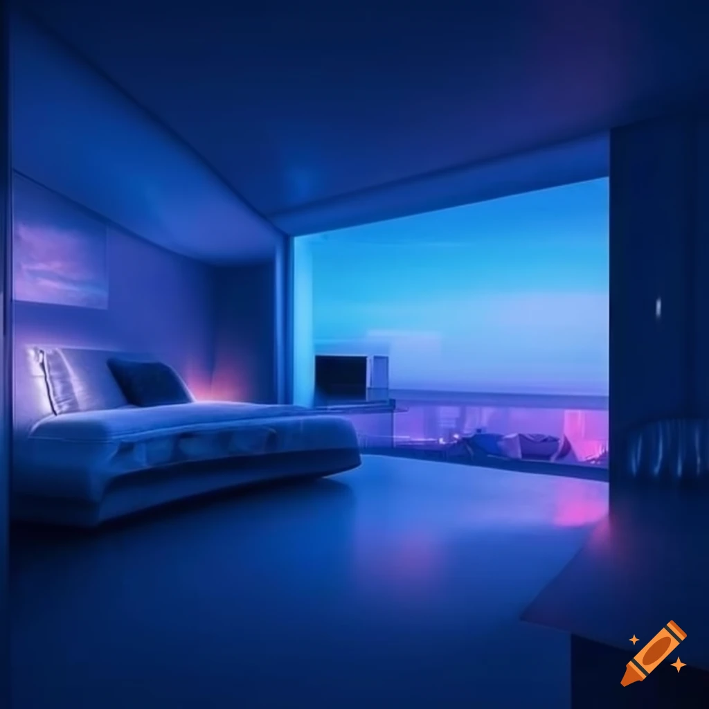 Tech Loft Interior of a futuristic high-tech loft with stunning views on Craiyon