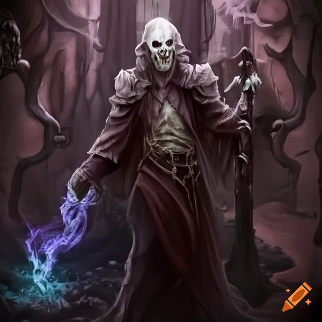 Necromancer wizard sorcerer zombie vampire ghoul fantasy on Craiyon