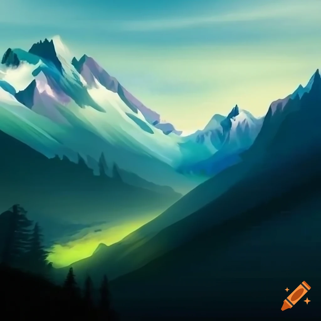 Mountain landscape on Craiyon