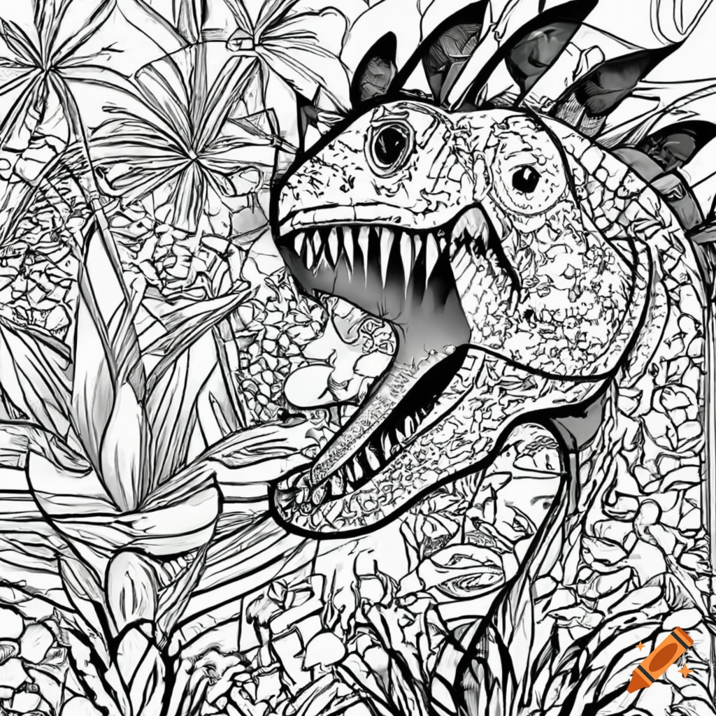 Premium Vector  Dinosaur in jungle coloring pages and books for boys  printable