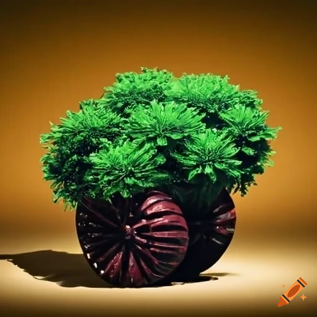 Pot plant on big wheels on Craiyon