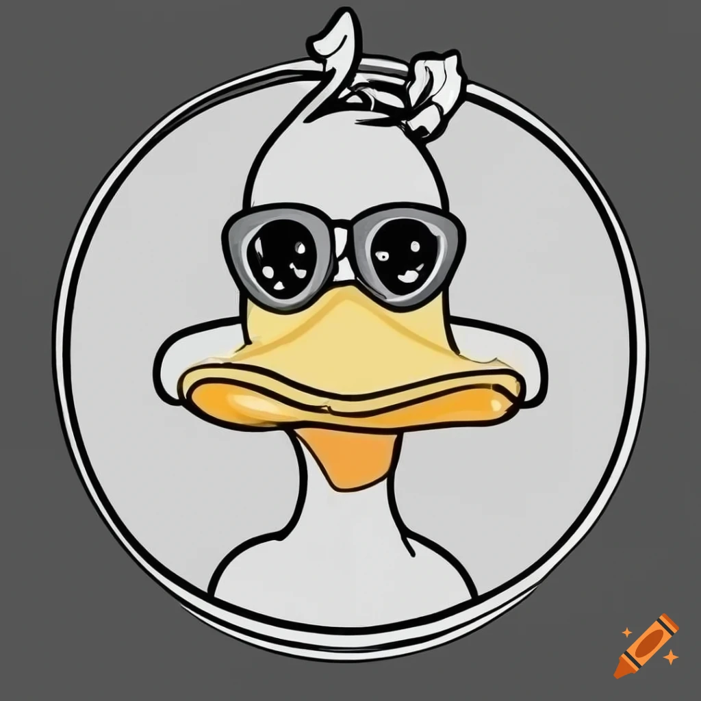 Cool duck with schoolbag, very simple cartoon style outline drawing on  Craiyon