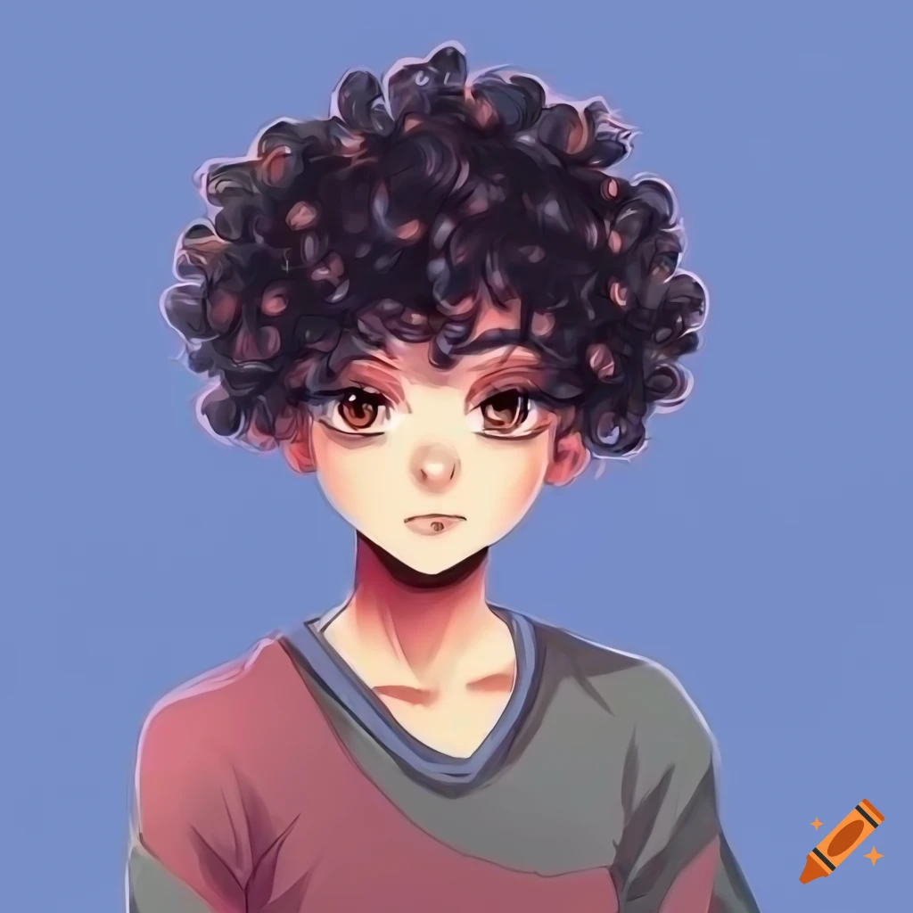 curly anime hair drawing