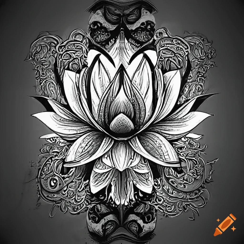 lotus tattoo design with bright colors